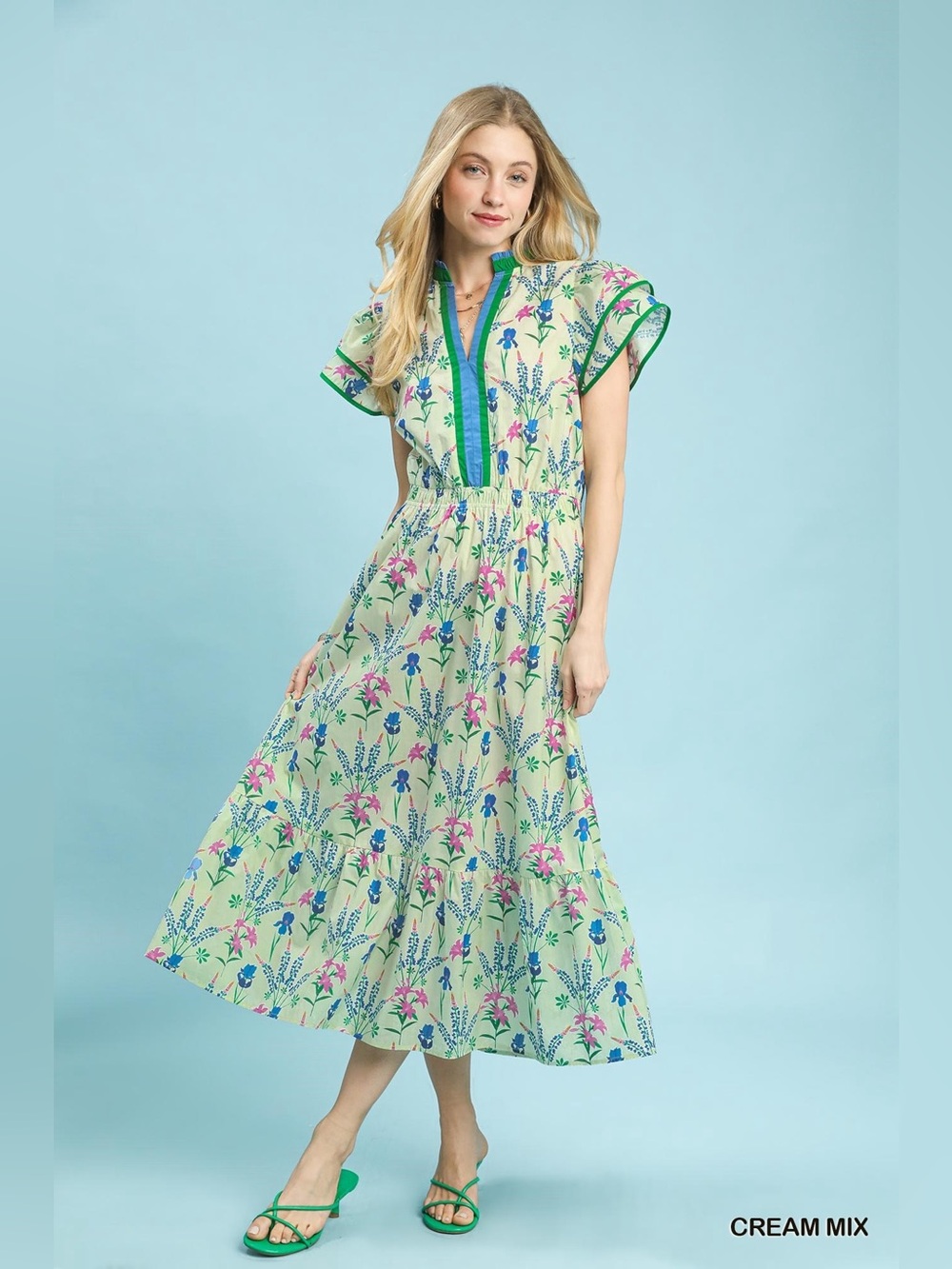 Umgee Mix Floral Midi Dress